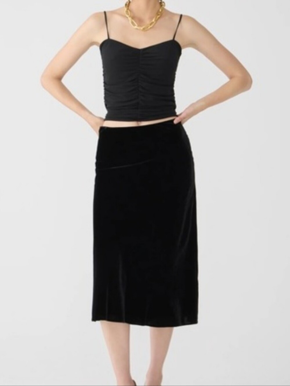 NWT J. Crew Gwyneth Pull-on Velvet Slip Skirt Black Size Large